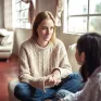 Discussion entre une mère et son adolescente chez elles